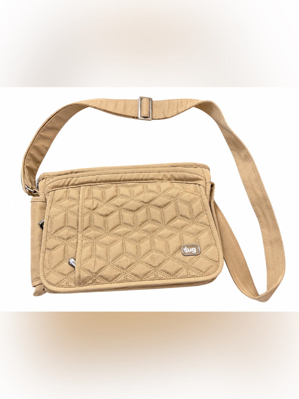 lug Quilted Crossbody Bag in Tan - more pockets than you can imagine :)